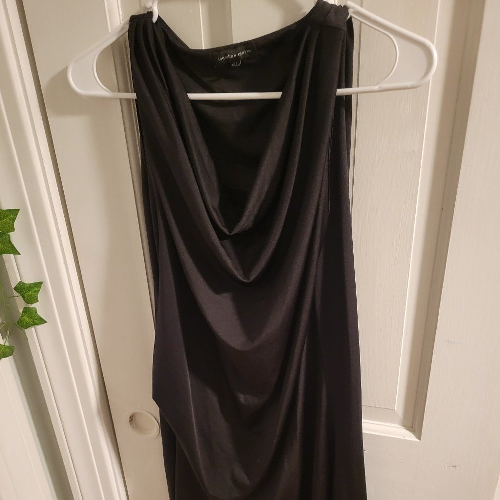 jonathan martin Black Drape Neck Sleeveless Short Dress with Cowl Neck Size XL